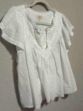 Elan White Cotton Boho Peasant Top